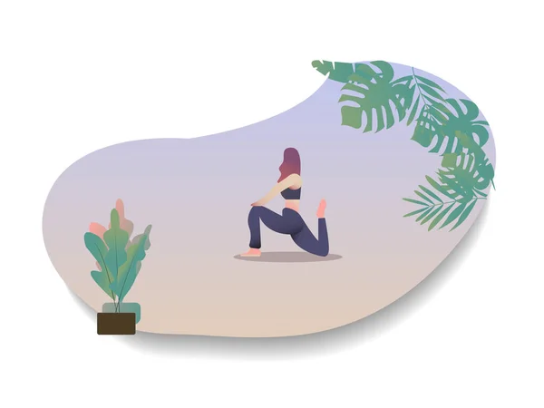 Kız beyaz arka planda çeşitli yoga pozları veriyor.