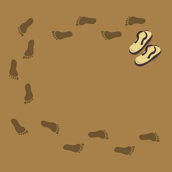 Kumda ve plaj terliklerinde Web Ayak izleri