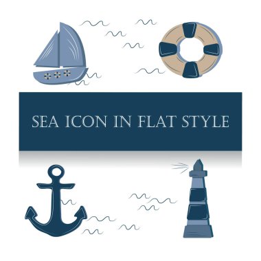 Deniz simgesi, gölgeli, vektör 2