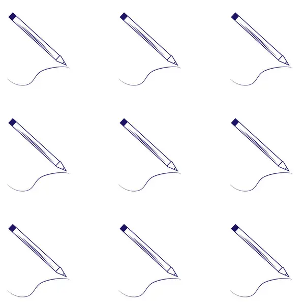 Muster Blauer Schreibstifte Auf Weißem Hintergrund — Stockvektor
