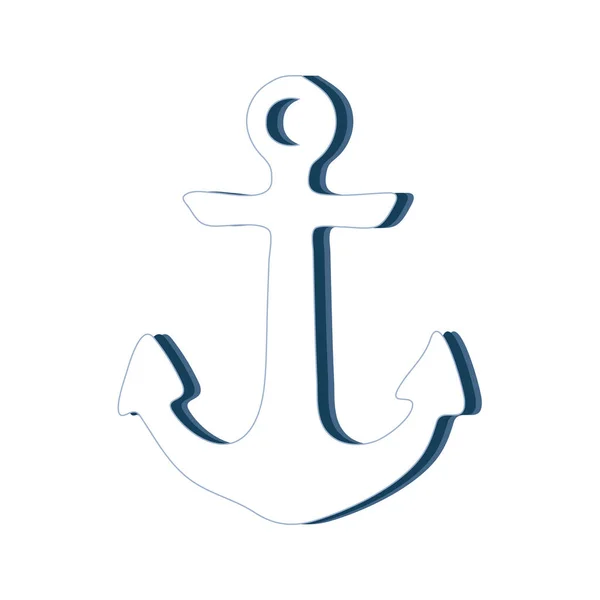 Beyaz arka planda gölgesi olan bir deniz çapasının silüeti.