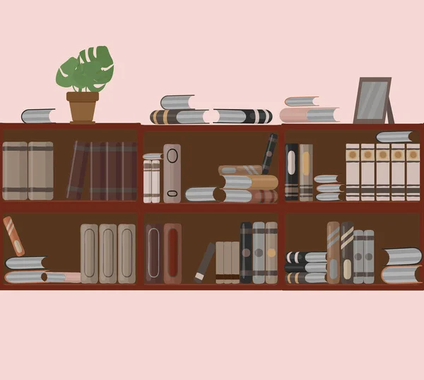 Libros Forma Estantería Sin Costuras Ilustración Vectorial Estilo Plano — Archivo Imágenes Vectoriales