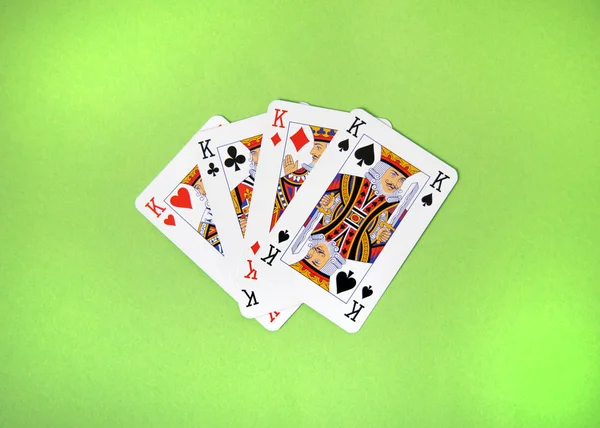 Carte Poker Vincenti Sfondo Verde — Foto Stock
