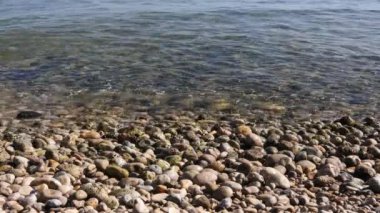 Temiz şeffaf suyu ve rahatlatıcı dalgaları olan bir kumsal manzarası