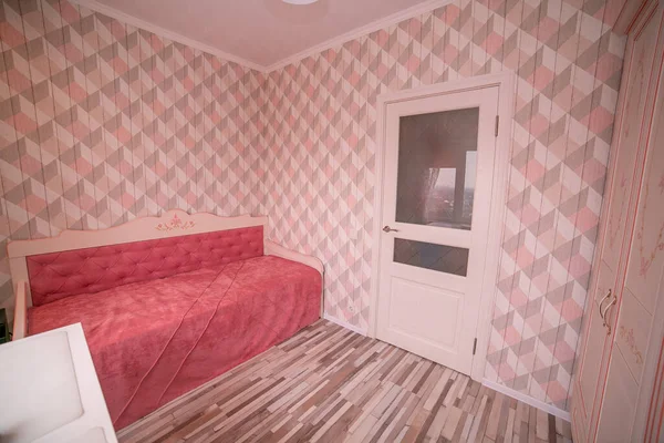 Interieur Für Das Schlafzimmer Eines Kleinen Mädchens Rosa Farbe — Stockfoto