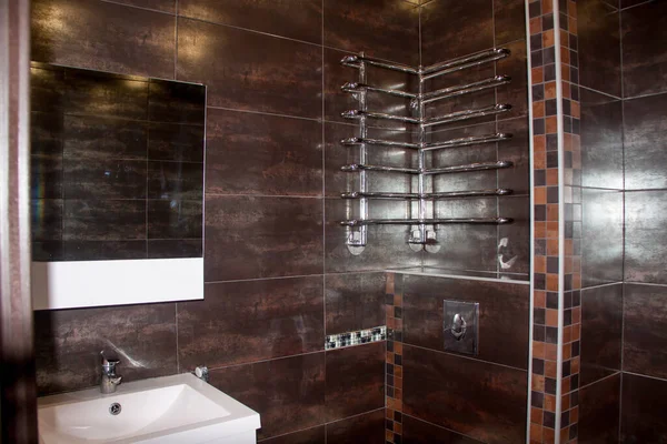 Brown Bathroom Including Bath Sink — Stock Photo, Image