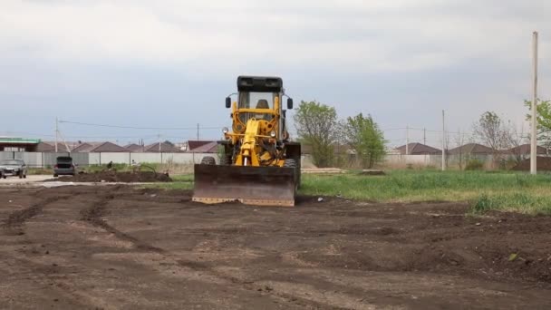 Kovalı Sarı Buldozer Tekerlek Yükleyici Sarı Yükleyici Ağır Malzeme Makinesi — Stok video