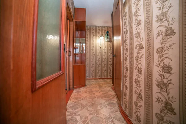 Antiguo Apartamento Feo Vista Plana Desde Interior Interior Estilo Retro — Foto de Stock