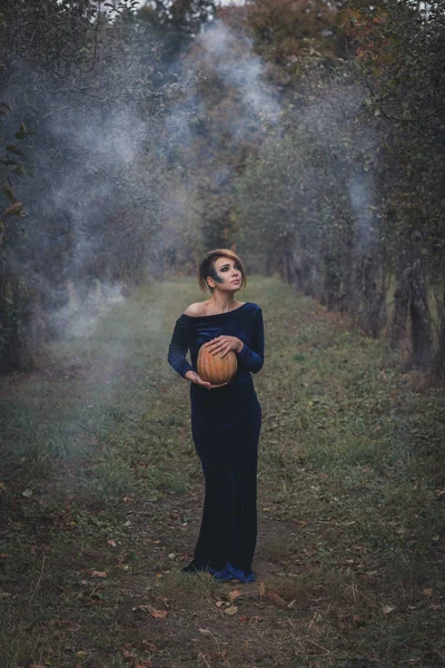 Beautiful woman in autumn park — Stock Photo, Image