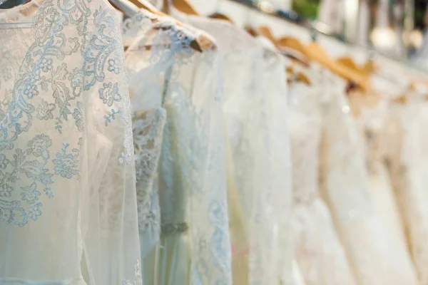 Wedding dresses in the store — Stock Photo, Image