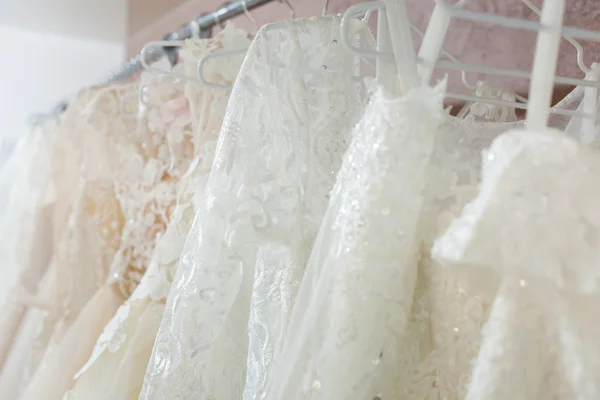 Beautiful chic wedding dresses. — Stock Photo, Image
