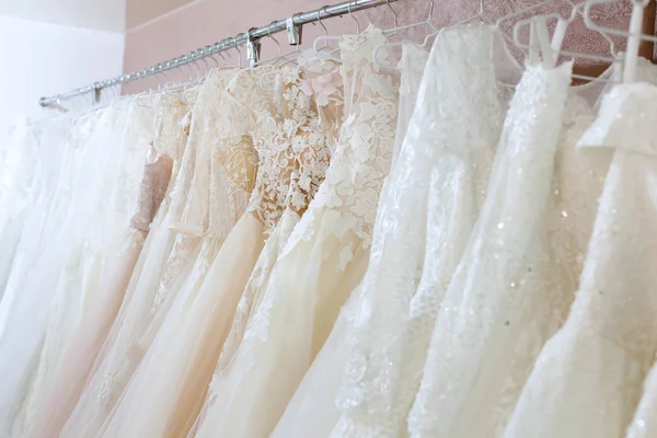 Beautiful elegant wedding dresses. — Stock Photo, Image