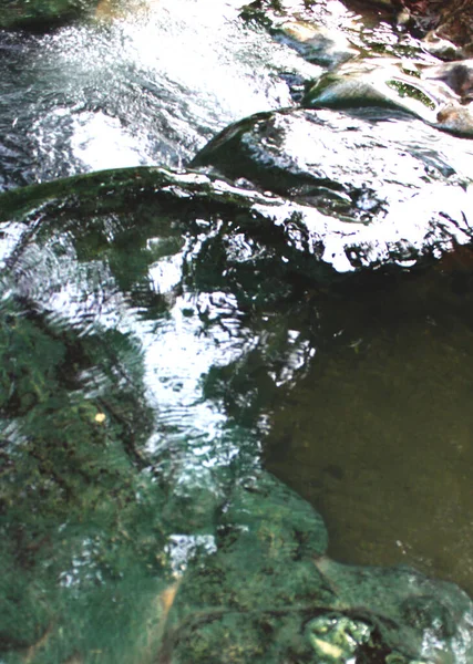 天然翡翠石 如果充满了阳光照射的水 — 图库照片