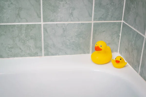 浴缸里的黄色橡胶鸭 — 图库照片