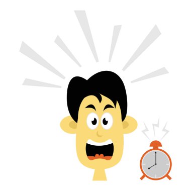 Geç uyanan bir yüzün vektör illüstrasyonu.