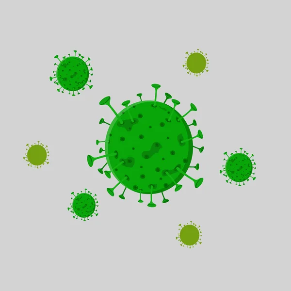 Ilustración Vectorial Personaje Dibujos Animados Virus Corona Verde — Vector de stock