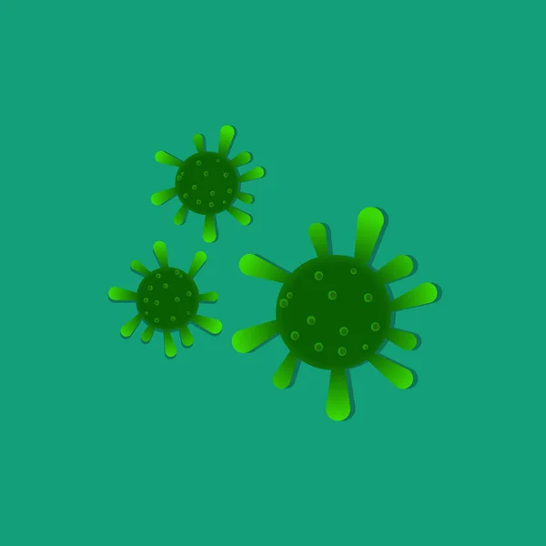 Vector Illustration Virus Cartoon Character Green — Stock Vector