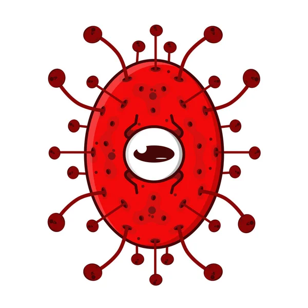Vektor Illustration Ett Virus Tecknad Karaktär Med Röda Ögon — Stock vektor