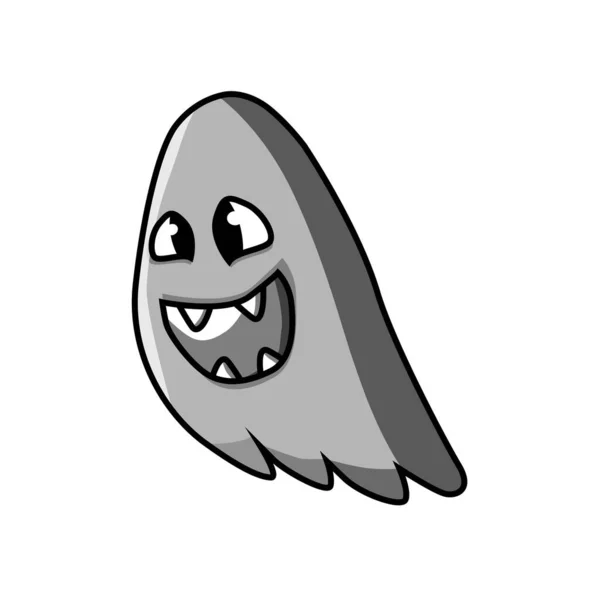 Vector Illustration Fanged Ghost Character — Stock Vector