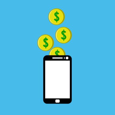 Akıllı telefonlardan para kazanmanın vektör çizimi, dijital çağ giderek teknolojiyi geliştiriyor