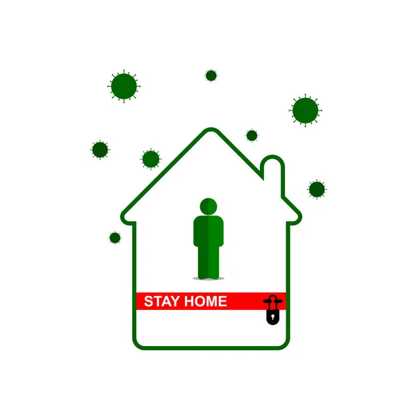 Vektor Ilustrasi Tinggal Rumah Untuk Mencegah Tertular Virus - Stok Vektor