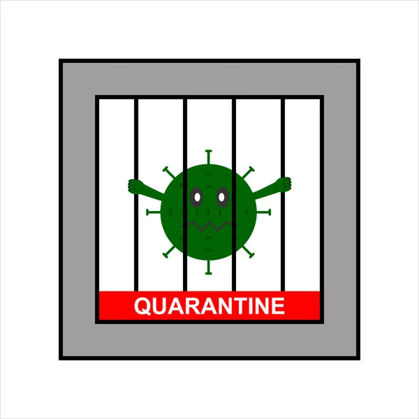Ilustrasi Vektor Dari Karakter Karantina Virus Seperti Penjara - Stok Vektor