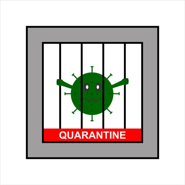 Vector Illustration Virus Quarantine Character Prison — Stock Vector