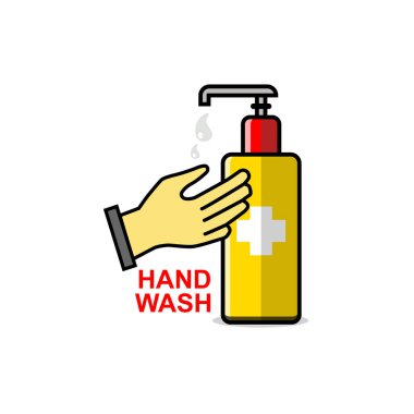 El yıkama tasarımının vektör çizimi, mikropları öldürür, bakteriler ellere yapışır.