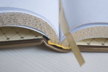 Fransız ciltleyici, el yapımı kitaplar, altın damgalı hakiki deri çanta..