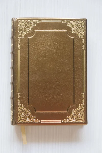 French Binding Handmade Books Genuine Leather Case Gold Stamping — Stock Photo, Image