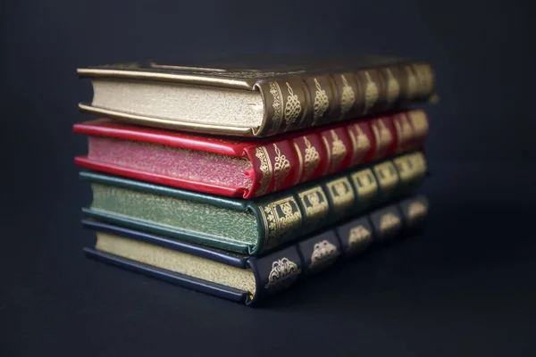 French binding, handmade books, genuine leather case with gold stamping.