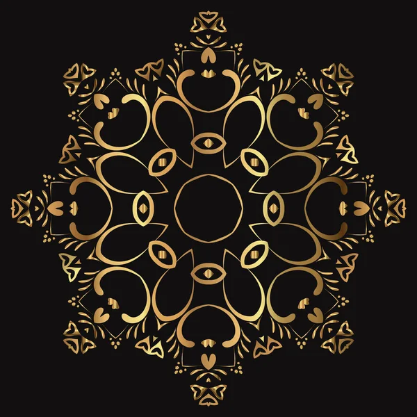 Luxuriöse Ornamentale Mandala Design Goldfarbe Auf Schwarzem Hintergrund Logo Design — Stockvektor