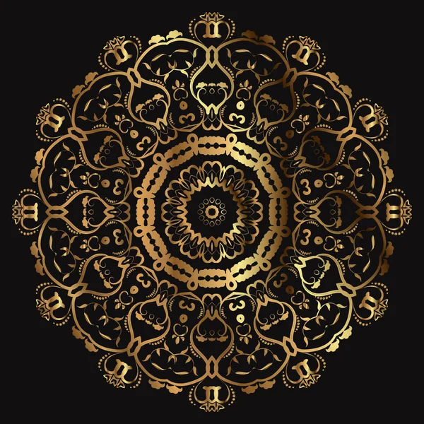 Luxuriöse Ornamentale Mandala Design Goldfarbe Auf Schwarzem Hintergrund Logo Design — Stockvektor