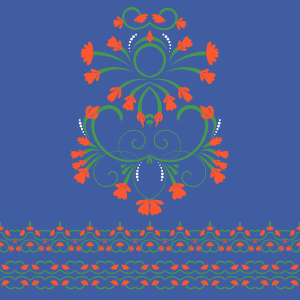 Декоративный весенний узор с растениями и цветами, заготовка для Вашего дизайна. Элементы и мотивы цветов. Декор для текстиля и принтов
.