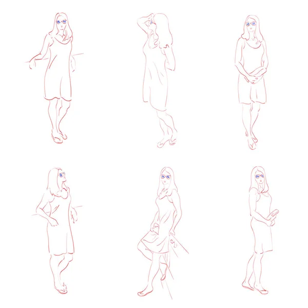 Farklı pozlar kadın taslağını