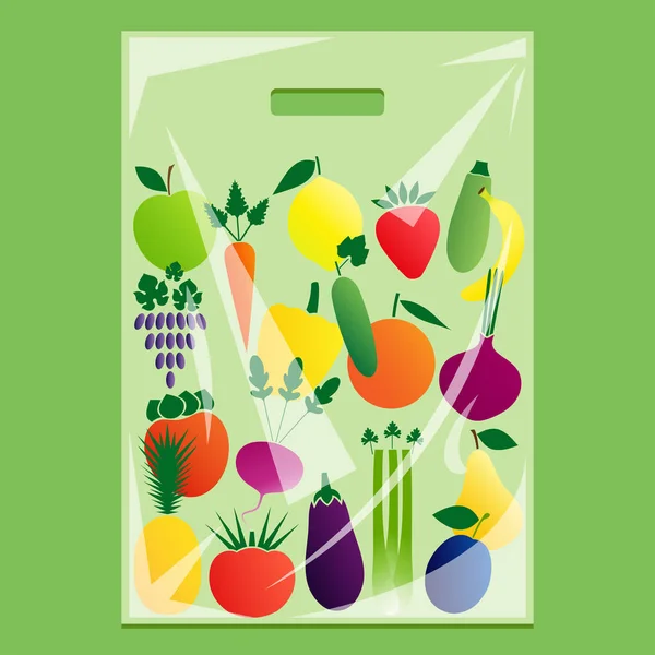 meyve ve sebze yeşil zemin üzerine ile çanta