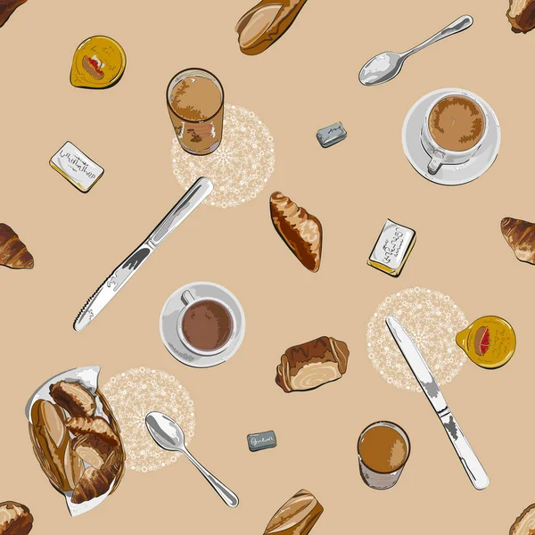 朝食の食材のシームレス パターン — ストックベクタ