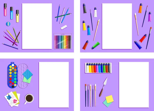 Okul donanımları. Sanatçı çalışma alanı