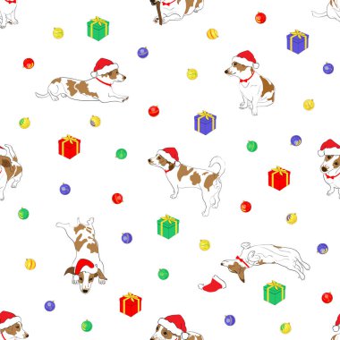 Yeni yıl seamless modeli ile köpek