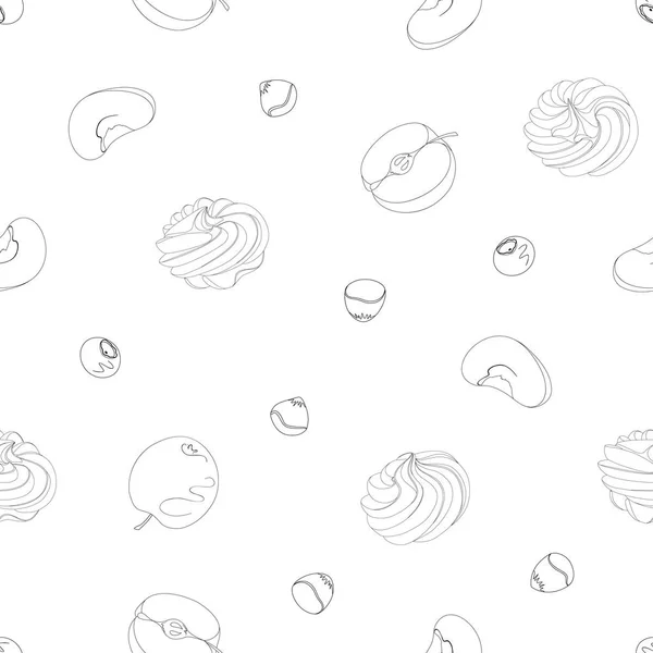 Meringue, pomme, noisette, myrtille — Image vectorielle