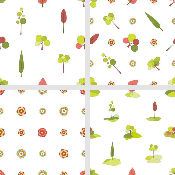 Différents types d'arbres et de fleurs — Image vectorielle