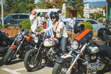 Tbilisi / Georgia September 29, 2019 - The Distinguished Gentlemans Ride unites classic and vintage style motorcycle riders to raise funds and awareness for prostate cancer research and mens mental health. 