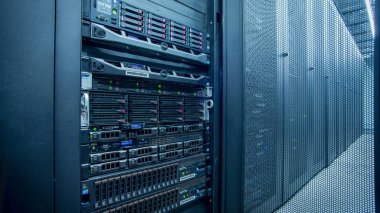 Server room full of racks and servers