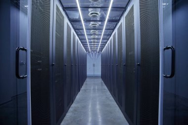 Server room full of racks and servers