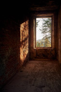 Tbilisi, Georgia October 27, 2019 - Old abandoned resort hotel in Borjomi, Georgia. Golden autumn leaves and beautiful scenery around.