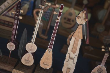 Yerevan, Armenia October 13, 2019 - A collection of miniature Armenian musical instruments for sale at the market