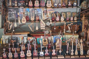 Yerevan, Armenia October 13, 2019 - A collection of miniature Armenian musical instruments for sale at the market