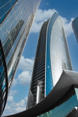 Abu Dhabi, United Arab Emirates October 10, 2017: Glass skyscrapers and a city skyline