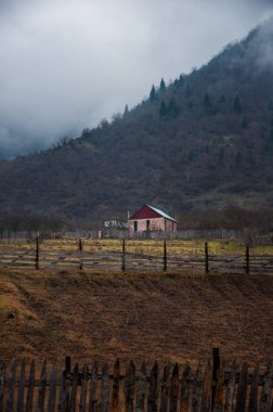 Brick cabin in the mountains