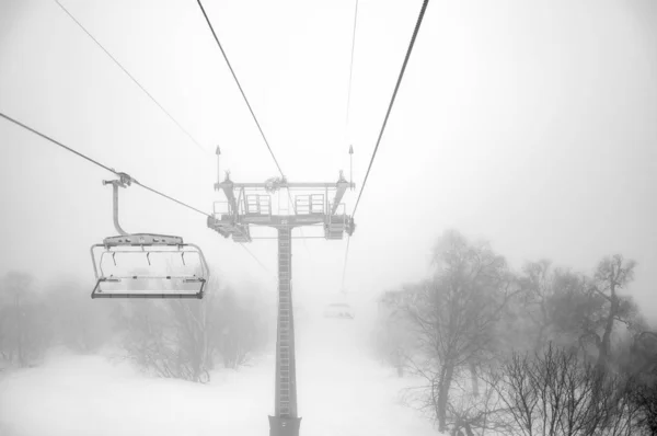 Ski Lift Snow Blizzard Bakuriani Georgia — Fotografia de Stock